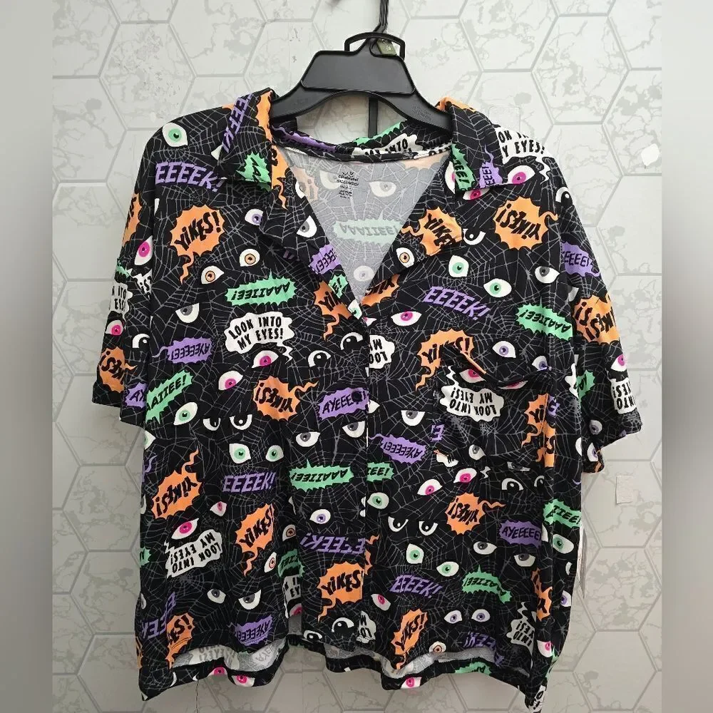 Nwt Halloween Womens Spider Web Print Shorty Pajama Set, Way to Celebrate